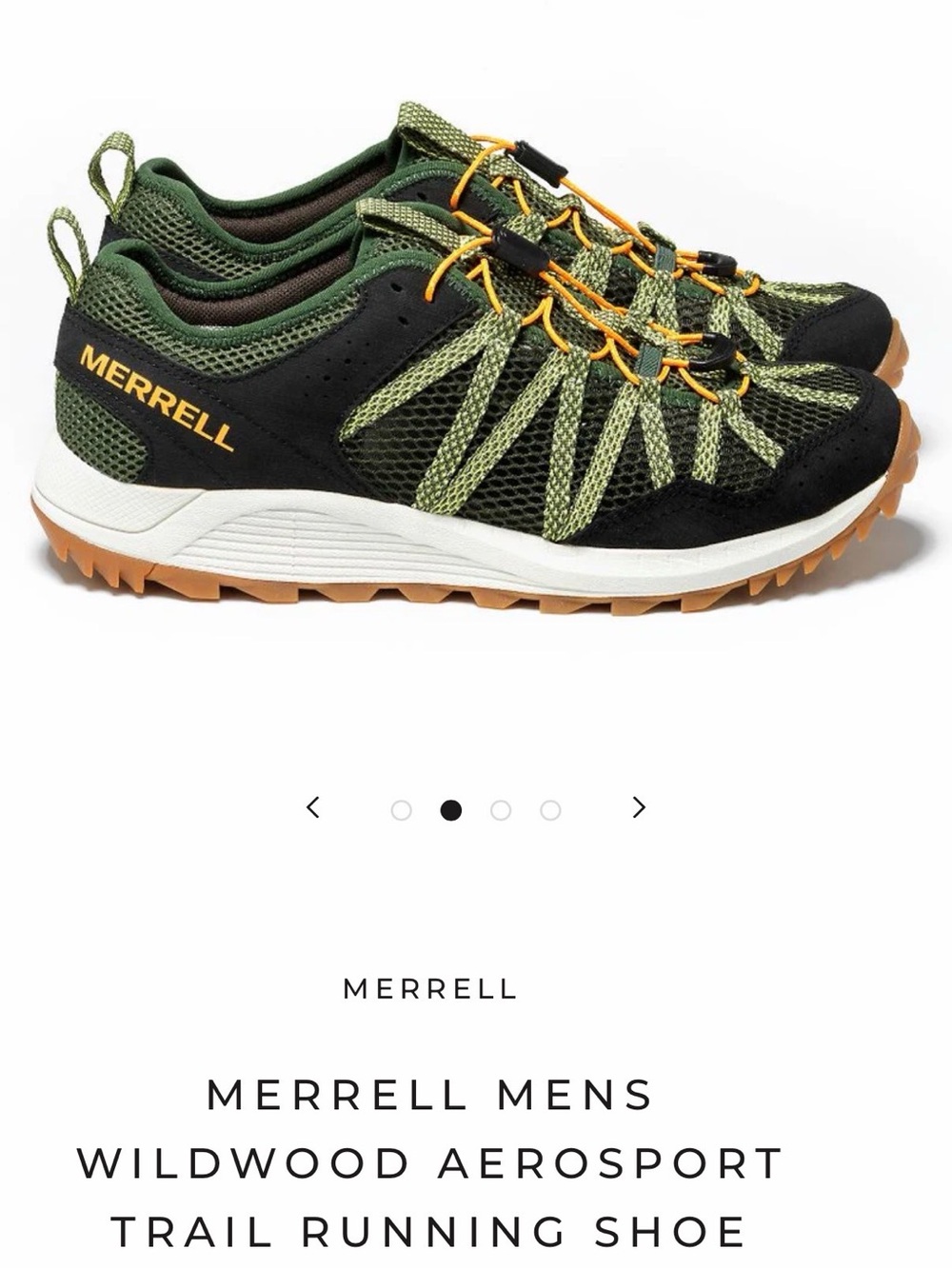Merrell Men's Green and Black Trail Sneakers with Gum Sole